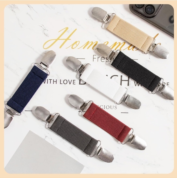 Adjustable Elastic Cinch Clip Straps in Multi-Color with Stretchy Fabric 6pc Set - Picture 5 of 7